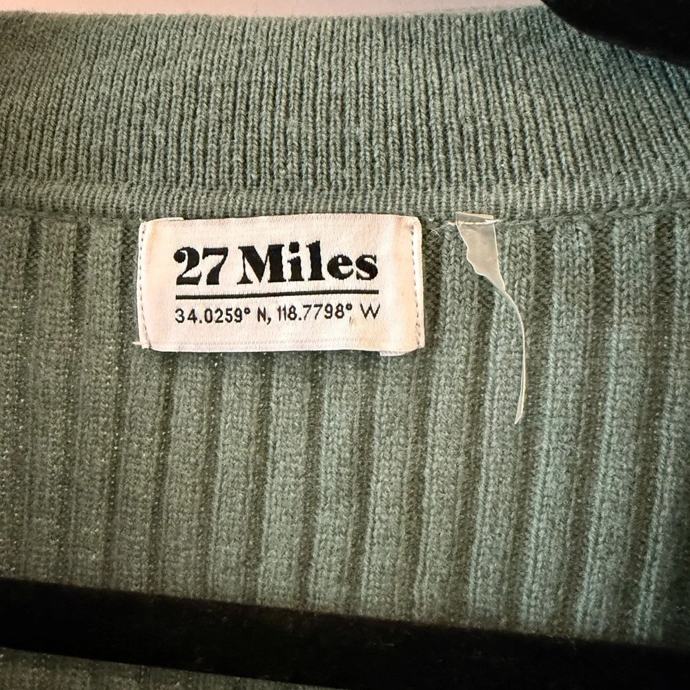 27 Miles Green Ribbed Button-Up Cardigan - Picture 2 of 4